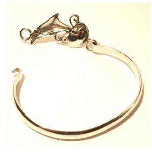 925 Sterling Silver Dolphin Charm Cuff Bracelet